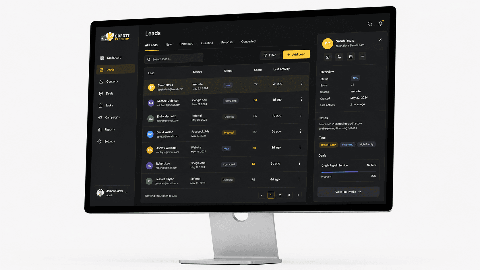 Credit Freedom Dashboard Mockup