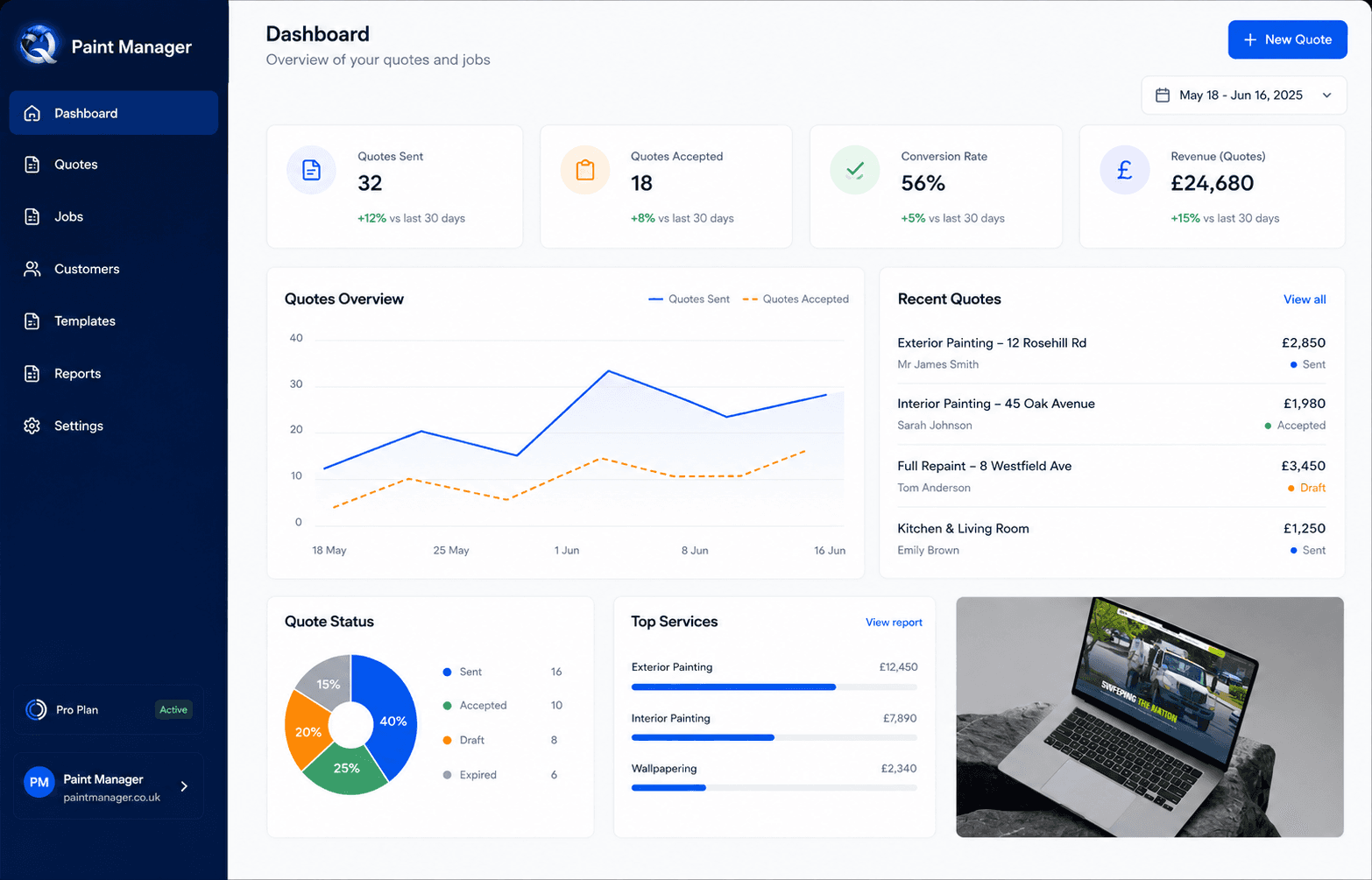 Paint Manager App Mockup
