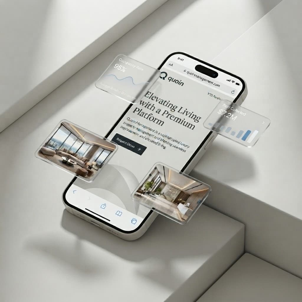 Quoin Management premium estate platform mockup